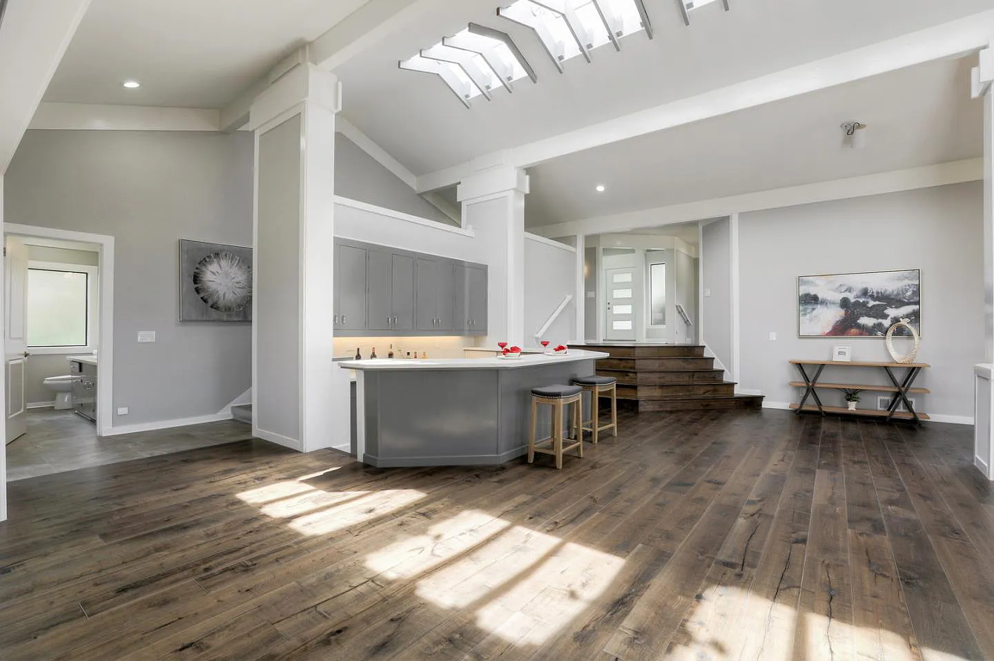 Hamra Homes kitchen with black stainless steel appliances